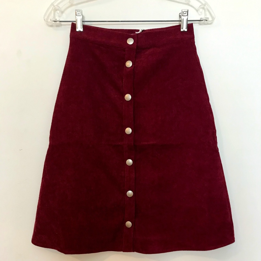 Take Note Corduroy Button Skirt (Junees)
